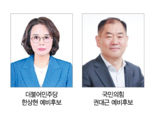도의원 선거 한상현(민)·권대근(국) 맞대결 구도