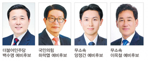 군수 선거 백수명 하학열 양정건 이옥철 4파전